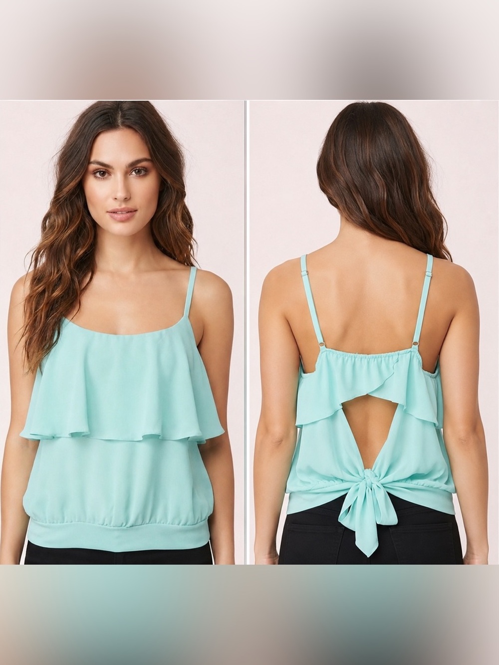 Charlotte Russe Layered Tank W/Cut Out Tie Back M